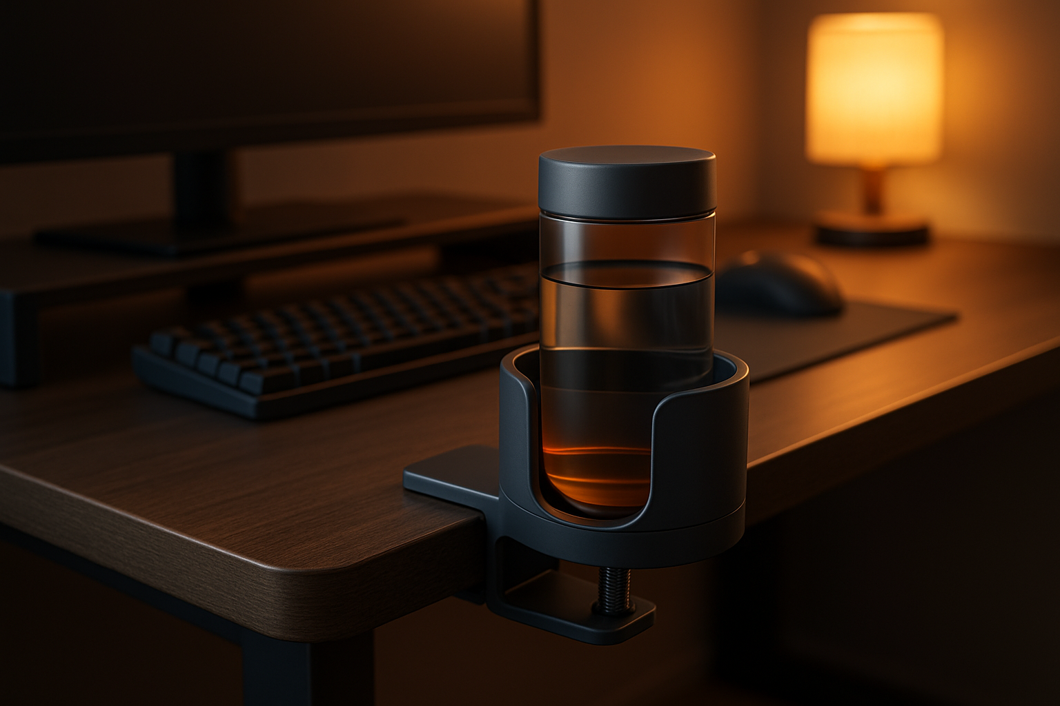 CupHolderMaxi concept render on a home-office desk